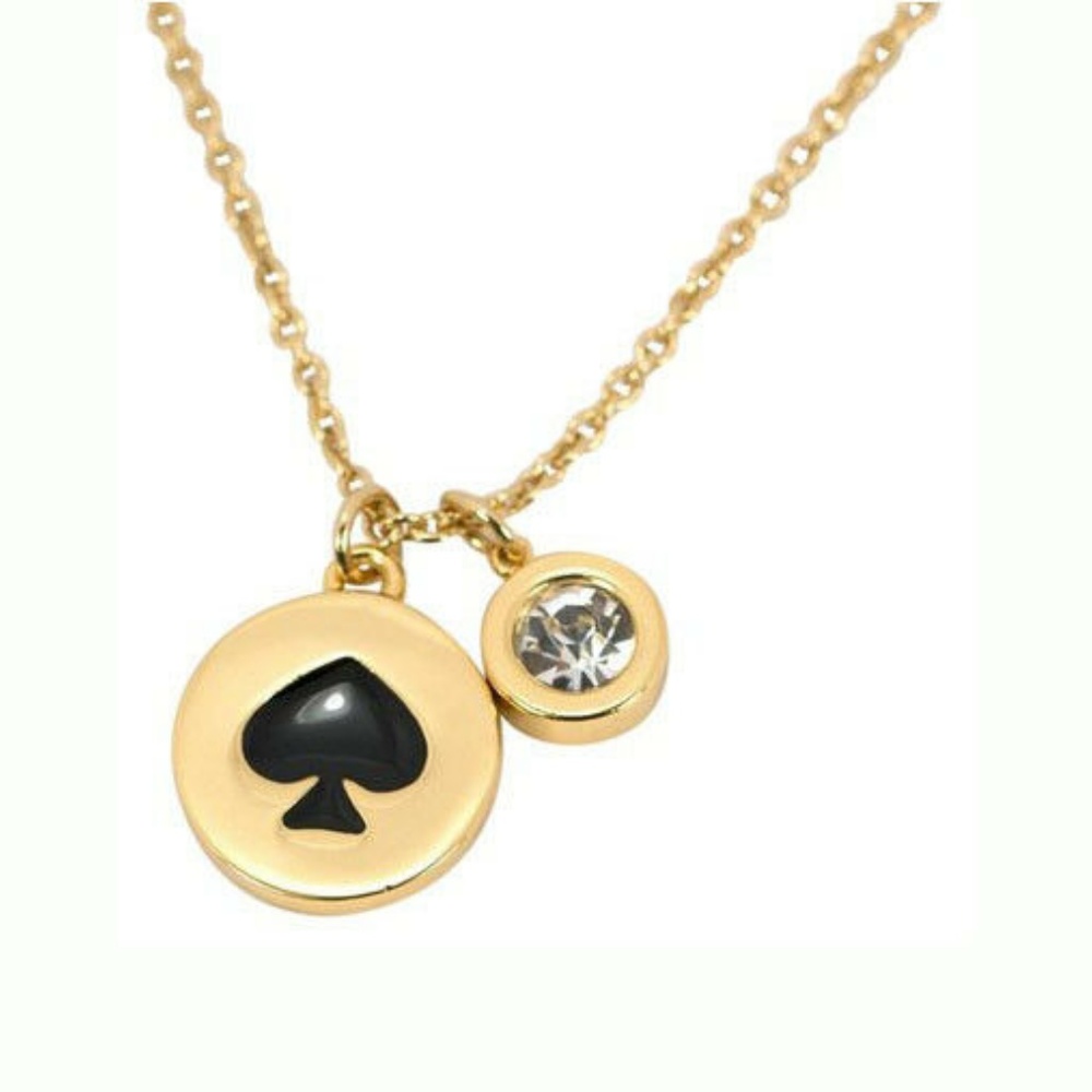 NWT KATE SPADE Spade & Crystal Charm Necklace - Picture 3 of 5